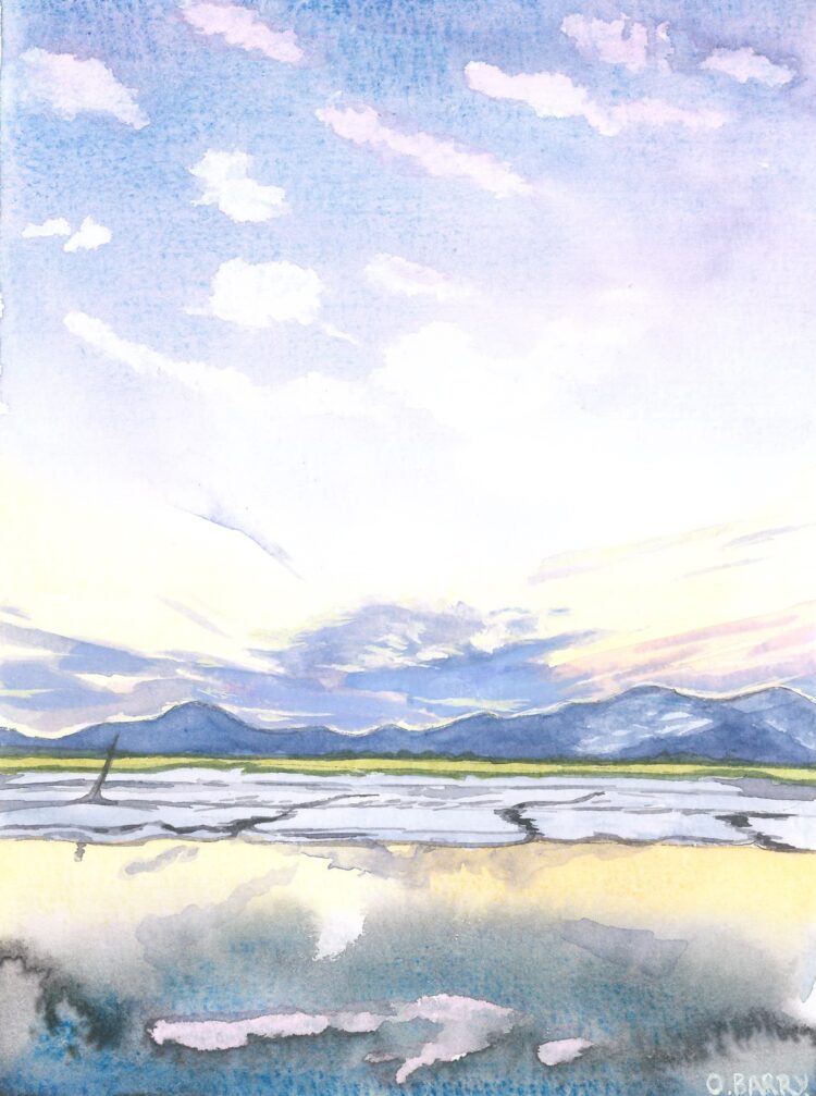 Day 3 'Pastel Sunset at Navvy Bank' framed
